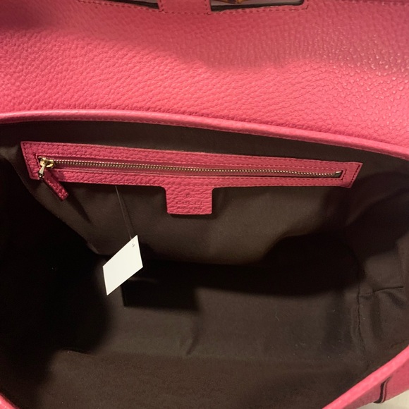 NEW. GUCCI Bamboo hot pink leather. - Picture 6 of 11